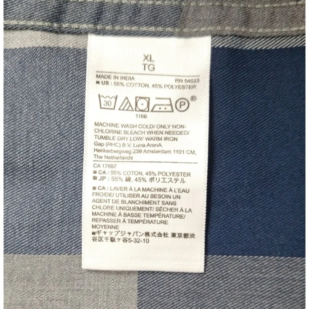 NEW‎ Banana Republic XL Untucked Slim Fit Flannel Shirt Mens Blue Grey Plaid NOS